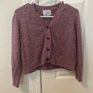 Zara Button Up purple kids cardigan
